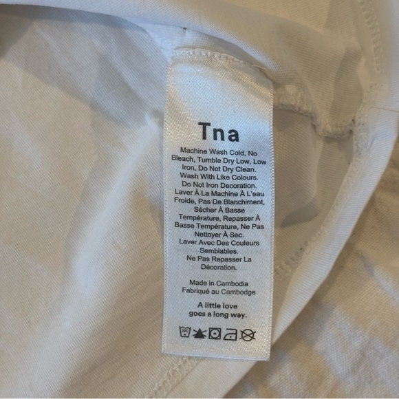 Women’s TNA White Tee with Red and Navy Grosgrain Tape Accent, Size S - Picture 5 of 10